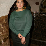 Finstrikket bluse "KCregitta" - Grøn