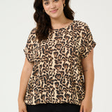 KCAMI bluse i Leopard print - Naturel