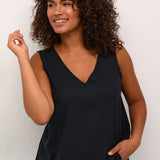 Skøn KCmille viskose/hør top - Sort