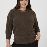 Bluse med sølvkant i halsen "KCmerida" - Brun