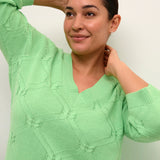 Strik bluse med V-hals "KCcarlie" - Grøn
