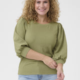 KCIVENA - Bluse i stræk stof - Grøn