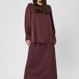 Satin nederdel "KChilla" - Wine