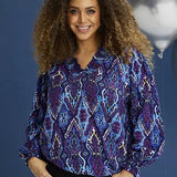 Printet bluse med V-hals