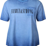 Bomulds T-shirt med rundhals - Blå