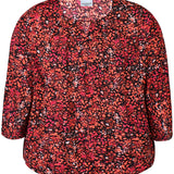 Printet bluse med elastik "Eula" - Coral