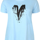 Bomulds T-shirt med rund hals - Lyseblå