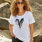 Bomulds T-shirt med rund hals - Hvid