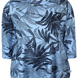 Bluse med 3/4 ærme - Blå