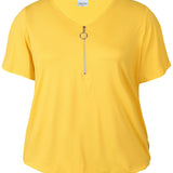 Velkendt og klassisk T-shirt med lynlås - Gul