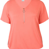 Velkendt og klassisk T-shirt med lynlås - Orange