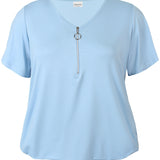 Velkendt og klassisk T-shirt med lynlås - Lyseblå