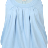 Top med brede stropper og elastik i taljen - Blå