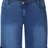 Bomulds denim shorts - Mørk denim