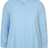 Hør/bomulds skjorte - Lyseblå
