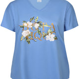 Bomulds T-shirt A-facon "Leia" - Blå