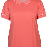 Bomulds T-shirt med bølge kant "Leia" - Koral