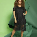 Mesh kjole med underkjole "Myrt" - Sort