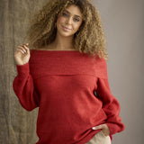 Strik bluse med høj hals "Zh-Elga" - Rød