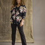 Blomstret bluse "Zh-Ozie" - Sort