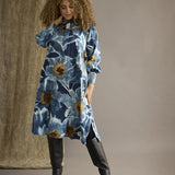 Kjole med skjorte krave - "Peri" - Blå