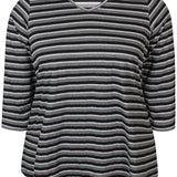 Stribet basis bomulds bluse "Alberta" - Grå