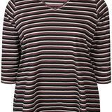 Stribet basis bomulds bluse "Alberta" - Brun