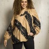 Printet bluse "ZH-Silk" - Brun