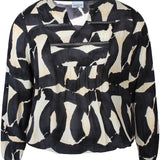 Crepet bluse med elastik i taljen "ZH-Sini" - Sort