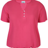 Hør bluse med elastik i taljen "ZH-Suvi" - Pink