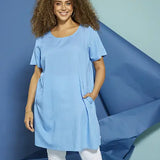 Hør/bomuld Tunika "Suvi" - Blå