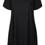 Hør kjole med kort ærme "ZH-Suvi" - Sort