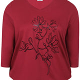 Bomulds bluse med elastik "ZH-Tess" - Wine