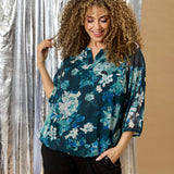 Blomstret bluse "ZH-Toya" - Grøn