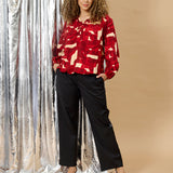 Bluse med print "ZH-Vita" - Wine