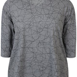 Mønstret basis bomulds bluse "Alberta" - Grå