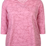 Mønstret basis bomulds bluse "Alberta" - Pink