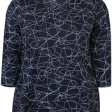 Mønstret basis bomulds bluse "Alberta" - Navy