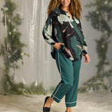 Smuk bluse med V-hals "ZH-Anity" - Grøn