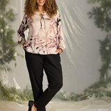 Printet bluse med elastik i taljen "ZH-Angel" - Rosa