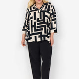 Grafisk printet bluse - Sort