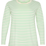 Stribet basis bluse "KCwinni" - Hvid/grøn