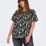 Skøn "Carvica" bluse i flot print - Sort/Sand