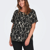 Skøn "Carvica" bluse i flot print - Sort/Sand