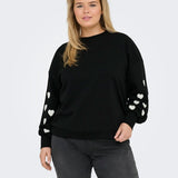 Sweatshirt med hjerter - Sort