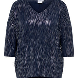 Bluse med sølv glimmer "Carfolia" - Navy/sølv
