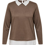 Bluse med påsyet skjorte "Caralba" - Brun