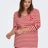 Stribet bluse "Carbodil" - Rød