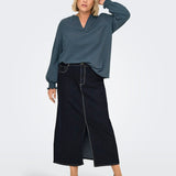 Bluse med V-hals - Ombre blå