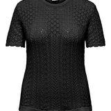 Smuk hulstrikket T-shirt - Sort